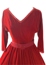 Vintage 1950s Lush Red Velvet Winter Dress - New!