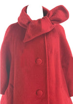 1950s Red Mohair Wool Designer Swing Coat  - New!