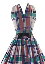 Late 1950s Plaid Cotton Dress by Henry Rosenfeld- New!