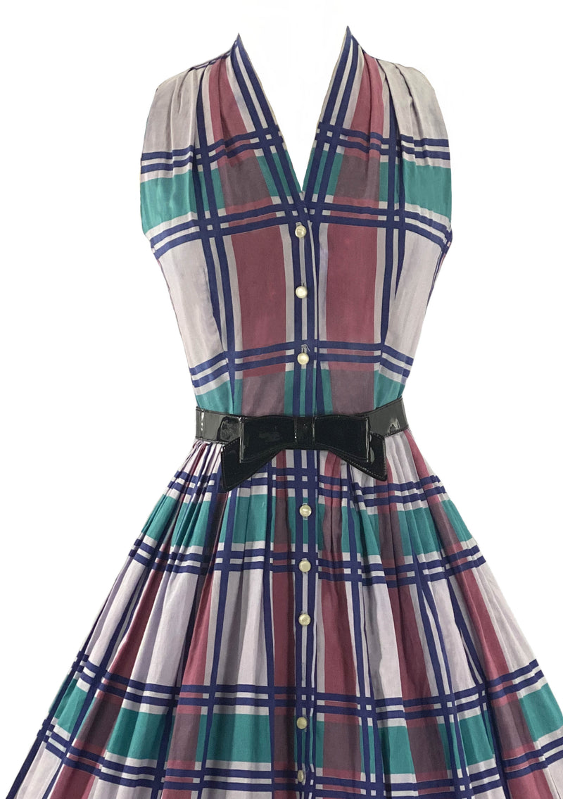 Late 1950s Plaid Cotton Dress by Henry Rosenfeld- New!