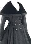 1950s Couture Lilli Ann Black Wool Princess Coat- New!