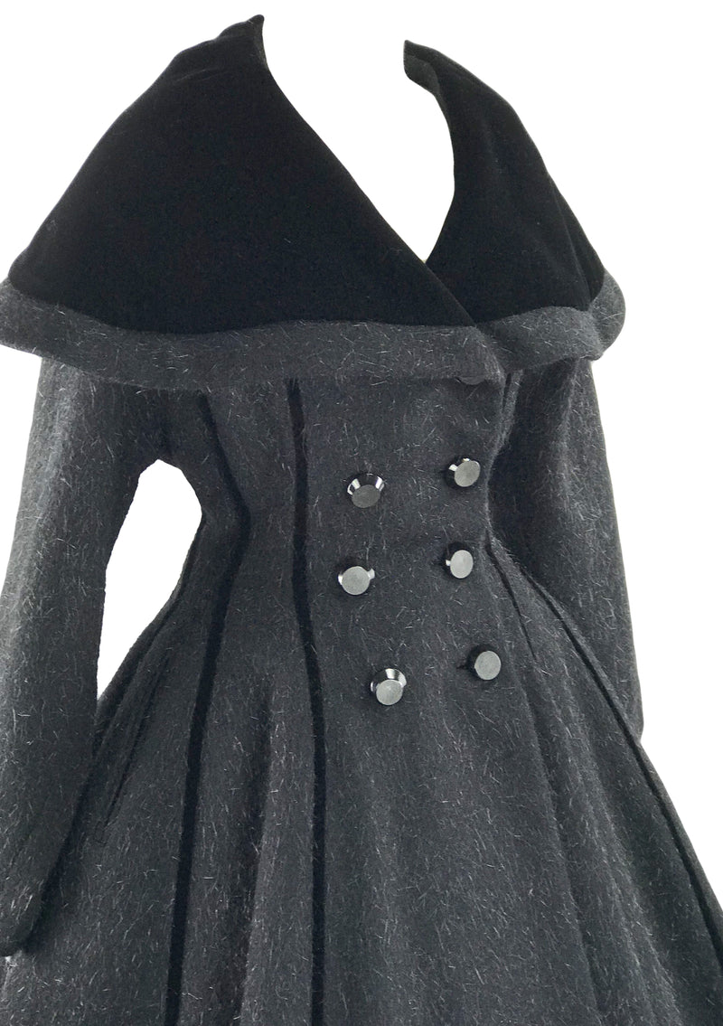 1950s Couture Lilli Ann Black Wool Princess Coat- New!