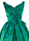 Late 1950s Early 1960s Green Floral Brocade Party Dress- New!