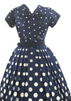 Beautiful 1950s Blue and White Graduated Dot Dress- New!