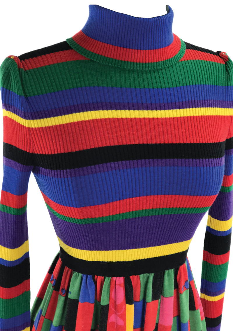1960s Colour Block Designer Knit Dress- New!