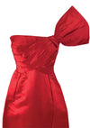 Vintage 1960s Ruby Red Silk Satin Designer Dress- New!