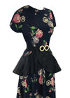 Stunning 1940s Roses Floral Rayon Crepe Dress - New!
