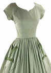 Late 1950s Green and White Stripes Cotton Dress- New!
