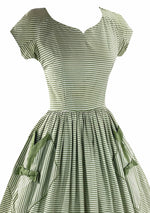 Late 1950s Green and White Stripes Cotton Dress- New!