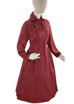 Stylish 1940s Cranberry Red Flecked  Princess Coat - New!