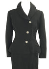 Vintage 1950s Black Wool Crepe Lilli Ann Suit - New! (ON HOLD)