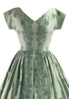 Lovely 1950s Mint Green Cotton Embroidered Dress- New!