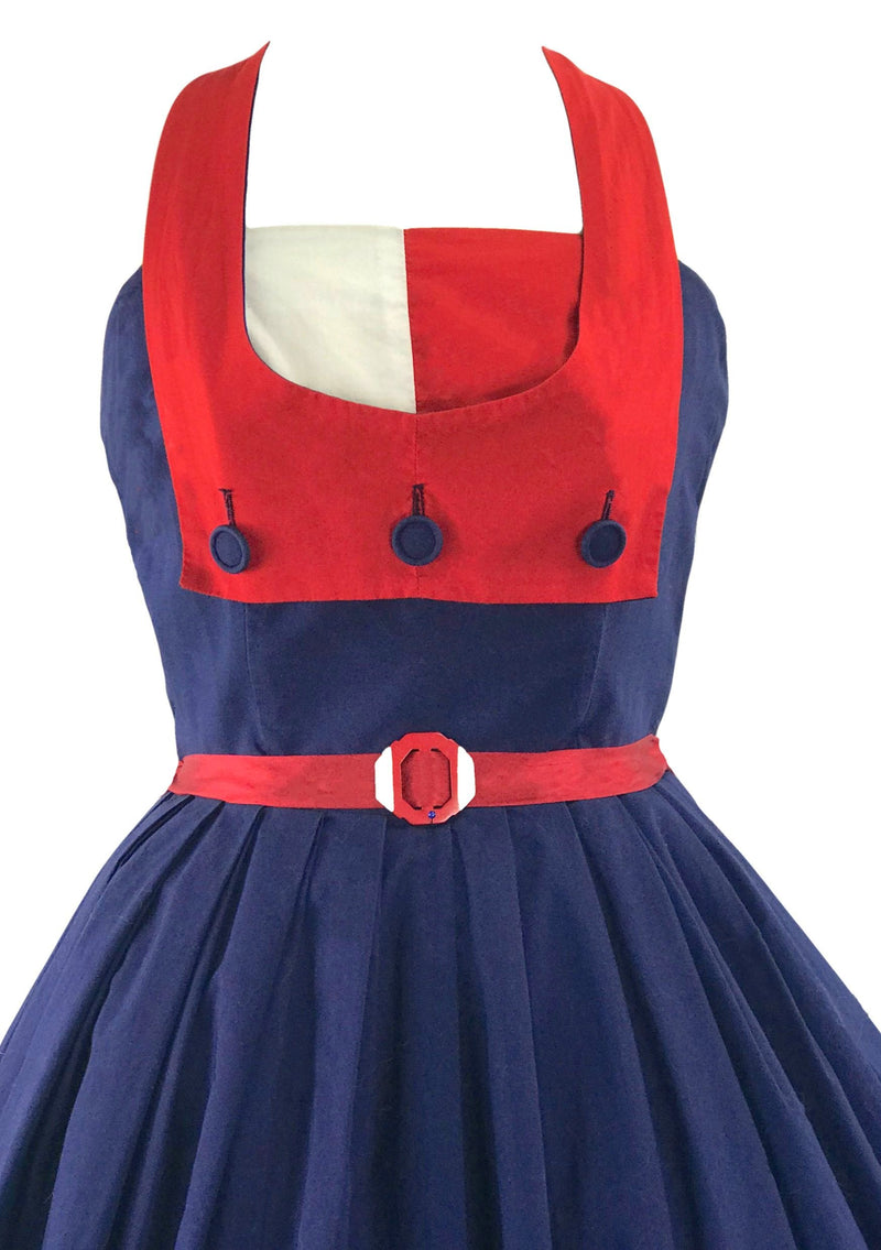 1950s Dramatic Sailor Cotton Designer Dress - New!