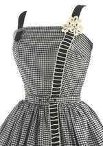 1950s B&W Gingham Cotton Sundress with 3D Applique  - New!