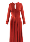 Vintage 1970s Tomato Red Maxi Dress with Cutout Back - New! (SOLD)