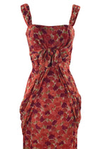 Vintage 1950s Designer Floral Print Draped Dress- New!