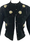 Vintage 1950s Black Cardigan with Cream Sequins- New! ON HOLD