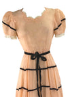 Vintage 1930s Peach and White Floral Deco Gown - New!