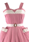Late 1950s Early 1960s Pink & White Polka Dot Sundress - New!