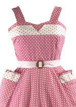Late 1950s Early 1960s Pink & White Polka Dot Sundress - New!