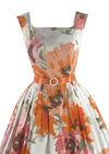 Vintage 1950s Pink and Orange Floral Cotton Dress- New!