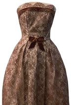 Late 1950s Mocha Lace Emma Domb Designer Party Dress - New!
