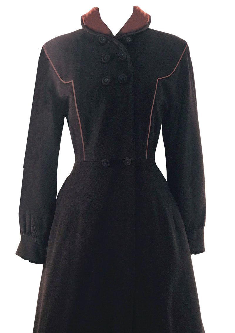 Gorgeous 1940s Chocolate Brown Wool Coat - New!