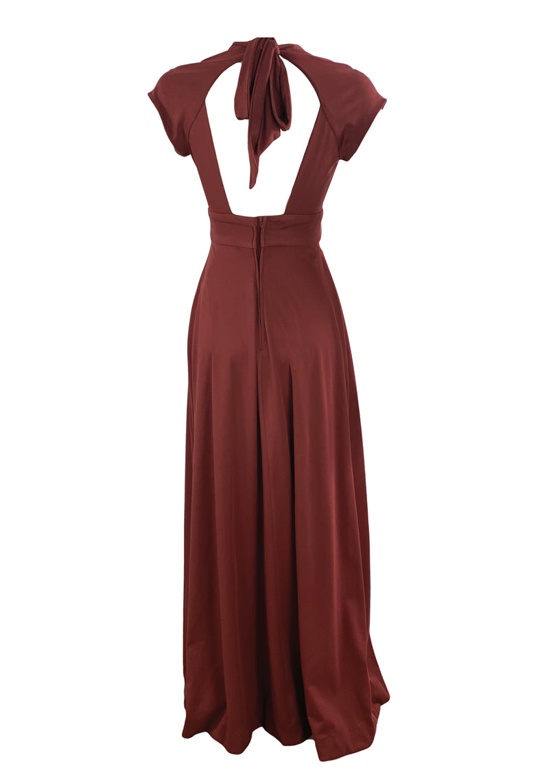 Vintage 1970s Garnet Coloured Maxi Dress - NEW!