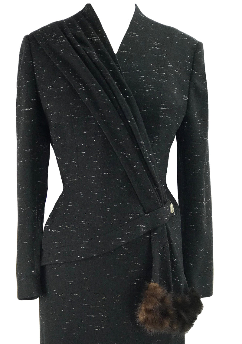 Vintage 1950s Designer Lilli Ann Black Fleck Suit- New!