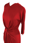 Dramatic 1940s Red Crepe Sculptured Dress- New!