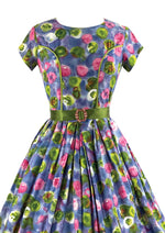 Early 1960s Impressionist Print Floral Cotton Dress - NEW!