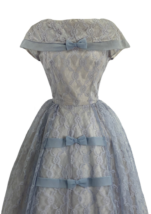Lovely 1950s Cornflower Blue Lace Dress - New!
