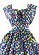 Early 1960s Harlequin Print Cotton Sundress & Bolero- New!