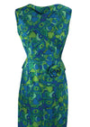 Early 1960s Blue and Green Abstract Print Silk Dress - NEW!