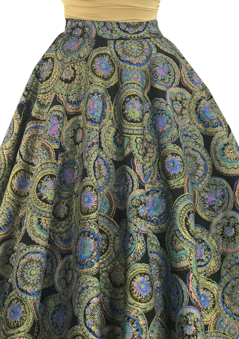 1950s Hand Painted Medallion Print Felt Skirt  - New! (On Hold)