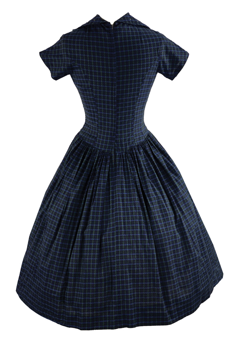 Vintage 1950s Black and Blue Plaid Day Dress- NEW! Coutura Vintage Vintage 1950s Black and Blue Plaid Day Dress- NEW! Coutura Vintage