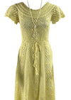 Vintage 1960s Does 1930s Yellow Crochet Dress - New!