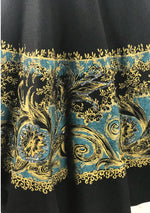 Vintage 1950s Black Painted Wool Felt Skirt - New!