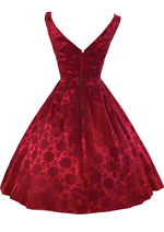 Vintage 1950s to Early 1960s Cranberry Brocade Dress- NEW!