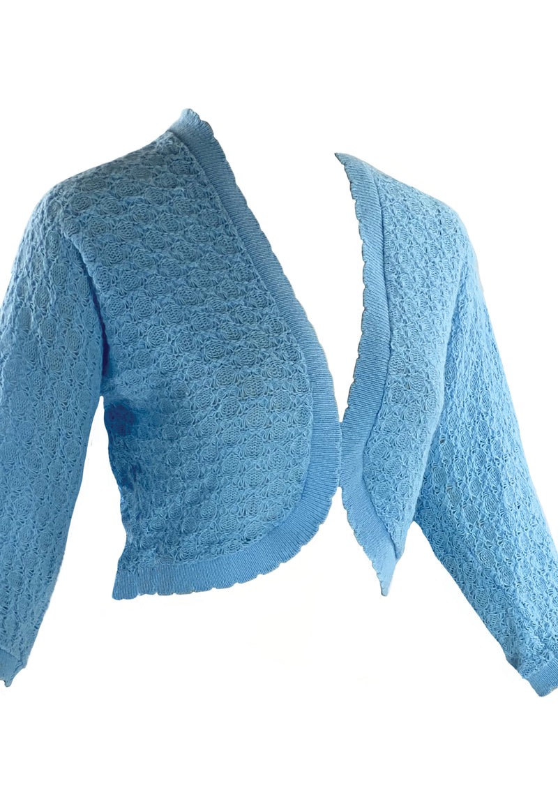 Vintage 1950s Blue Knitted Orlon Bolero- New!