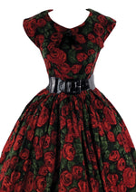 Vintage 1950s Red Roses Brushed Cotton Dress- New!