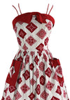 Lovely 1950s Ticking Stripe with Bandeau Squares Sundress- New!