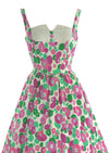 Late 1950s Early 1960s Pink and Jade Floral Cotton Sundress- New!