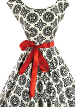 1950's Jerry Gilden B&W Medallion Print Cotton Dress - New!