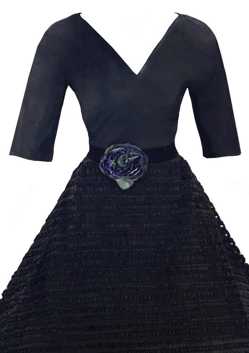 Early 1950s Black Taffeta Cocktail Dress New!