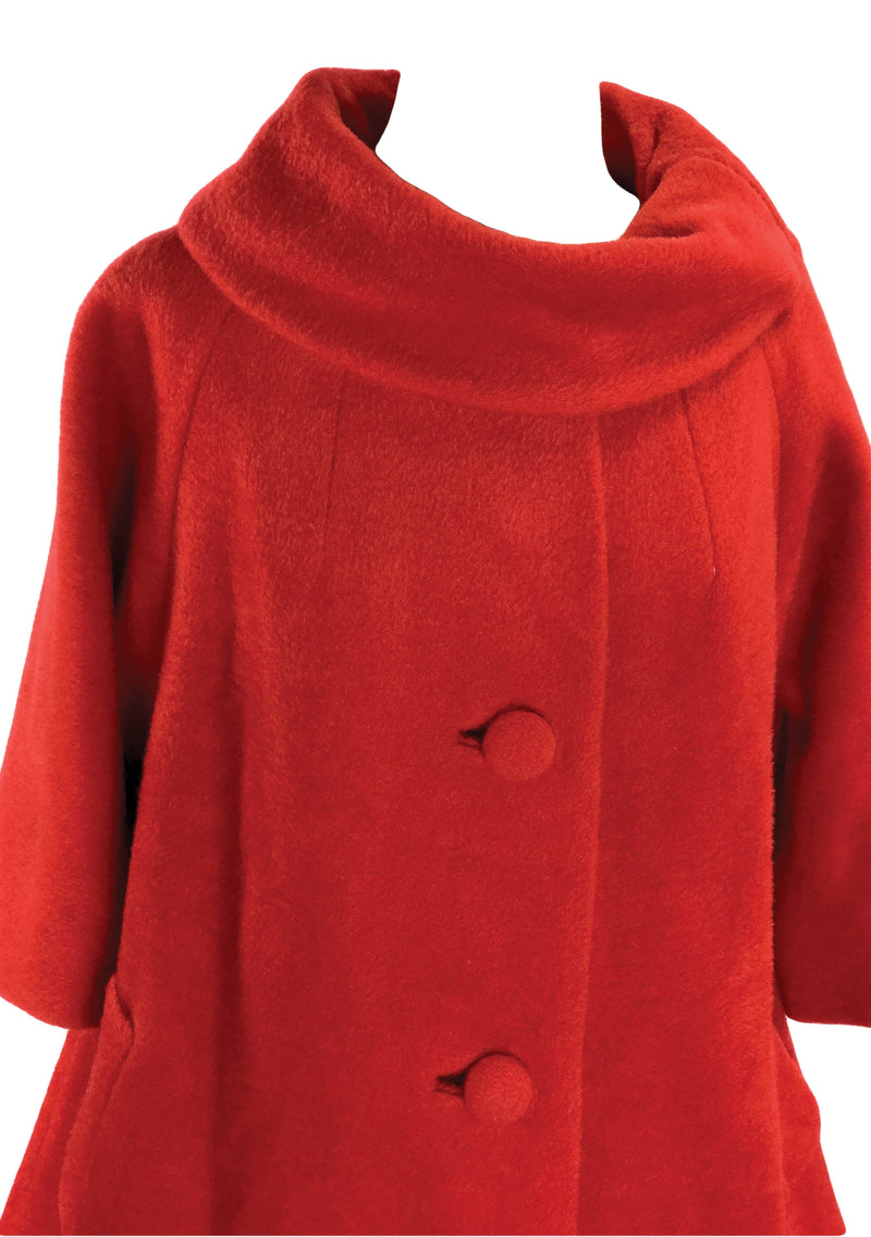 Early 1960s Couture Lilli Ann Red Mohair Coat- New!
