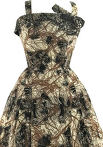 Vintage 1950s Graphic Print Cotton Sundress - New!