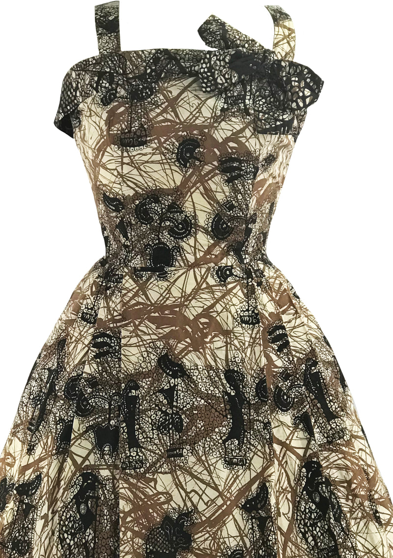 Vintage 1950s Graphic Print Cotton Sundress - New!