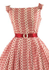 Vintage 1950s Red & White Eyelet Dress- New!