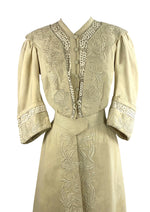 Spectacular 1900s Embroidered Cream Wool Coat- New!
